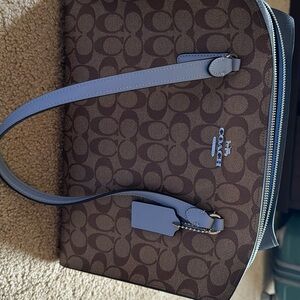COACH purse, light brown, baby blue